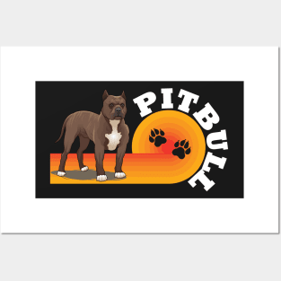 Retro Sunset Pit Bull Posters and Art